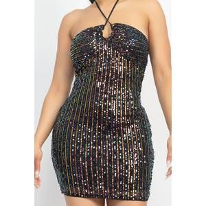 NEW SHOP IRIS BASIC night out sequin mini dress in black